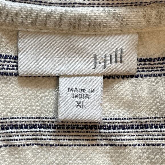 J. Jill Striped Button Sleeveless Top Womens XL White Blue Cotton Beachy Tank - Picture 4 of 7